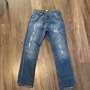 Classic Blue Distressed Men's Jeans